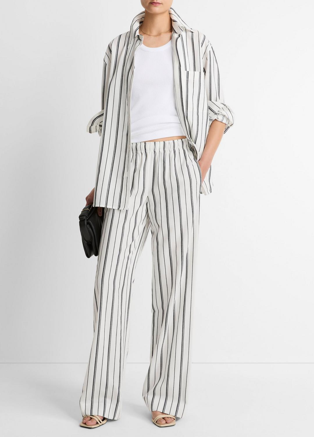 VINCE Everyday - Resort Stripe Oversized Button-Front Shirt in Long Sleeve