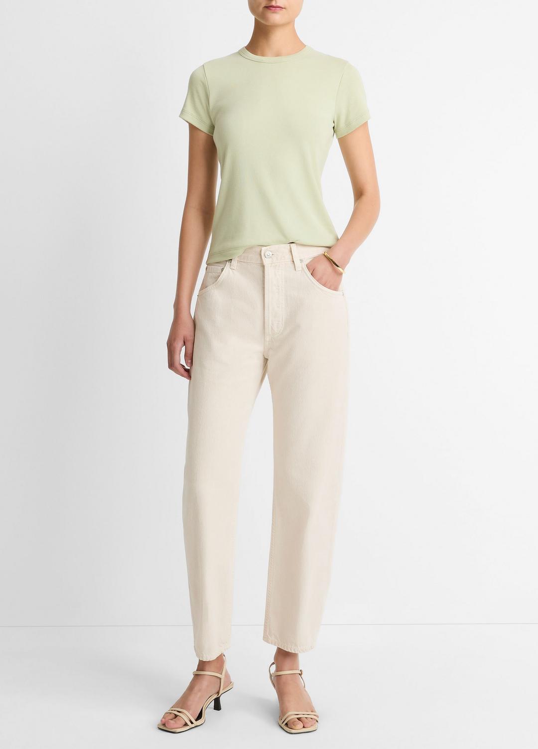 VINCE Essential - Pima Cotton-Blend '90s Shrunken T-Shirt in Short Sleeve