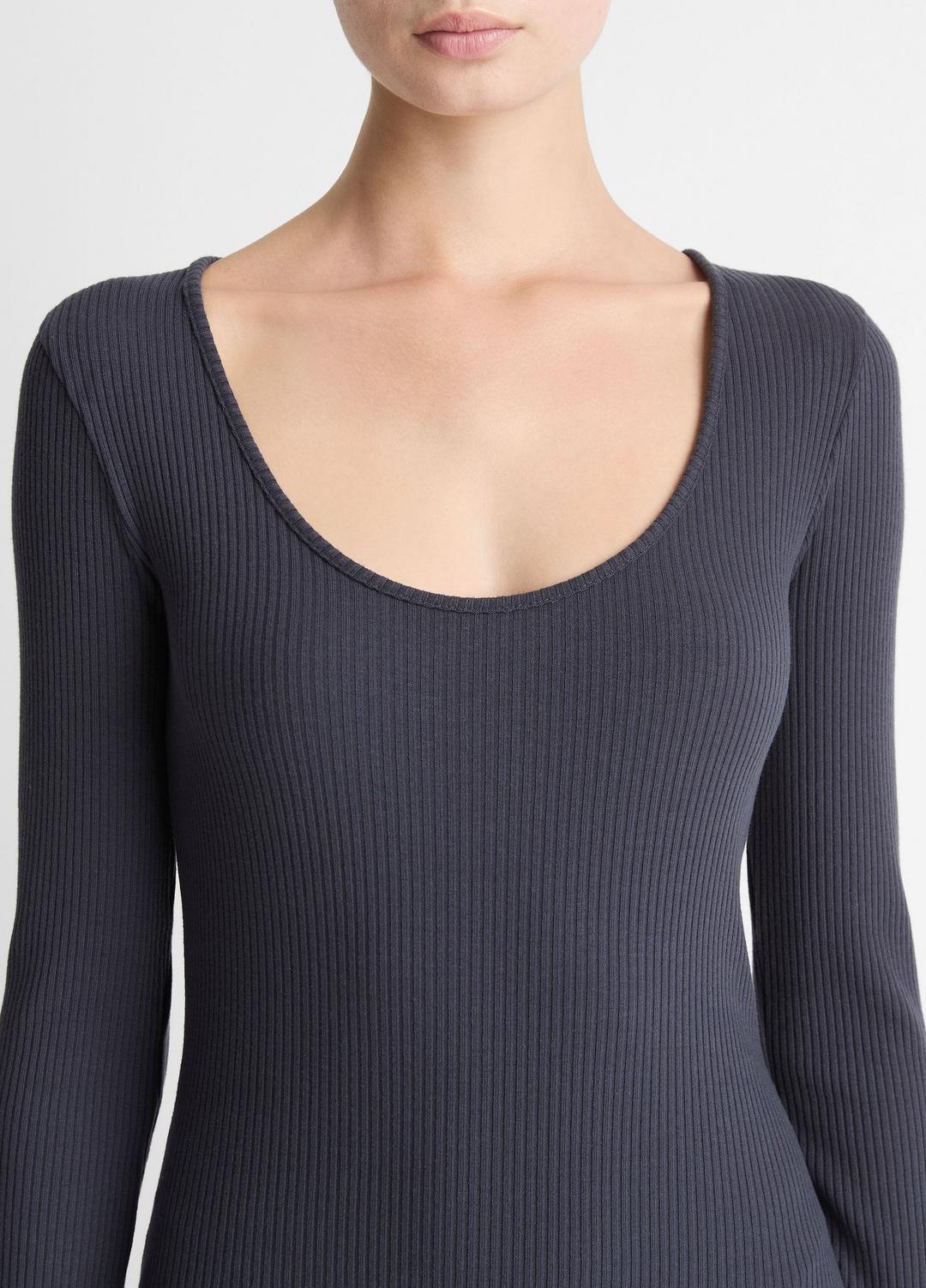 VINCE Essential - Ribbed Cotton-Blend Scoop-Neck Dress in Dresses