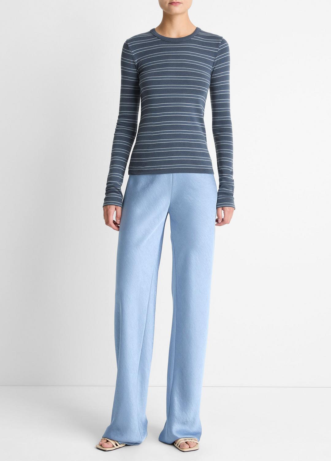 VINCE Featured - Striped Pima Cotton-Blend Long-Sleeve T-Shirt in Long Sleeve