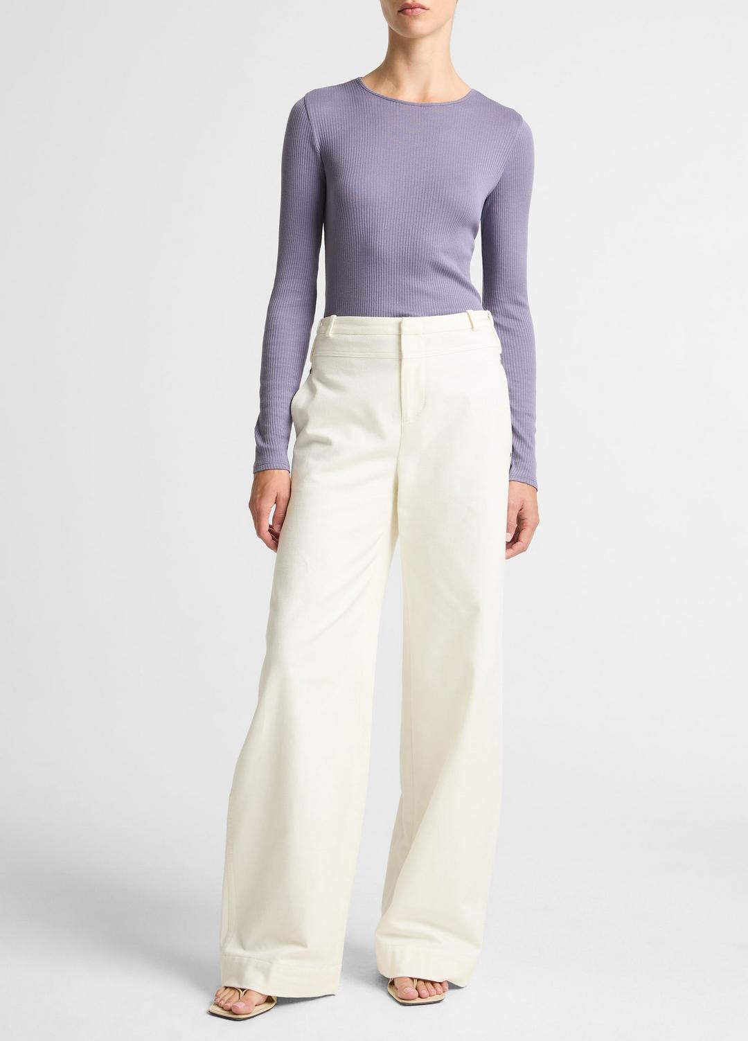 VINCE Latest - Ribbed Pima Cotton Long-Sleeve T-Shirt in Long Sleeve