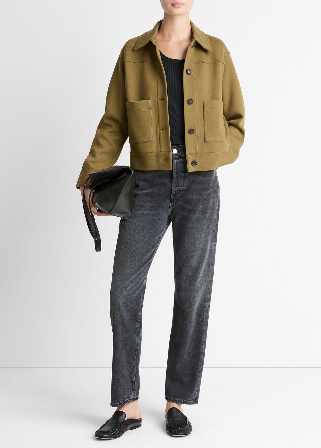 VINCE Sale - Double-Face Cropped Jacket in Jackets