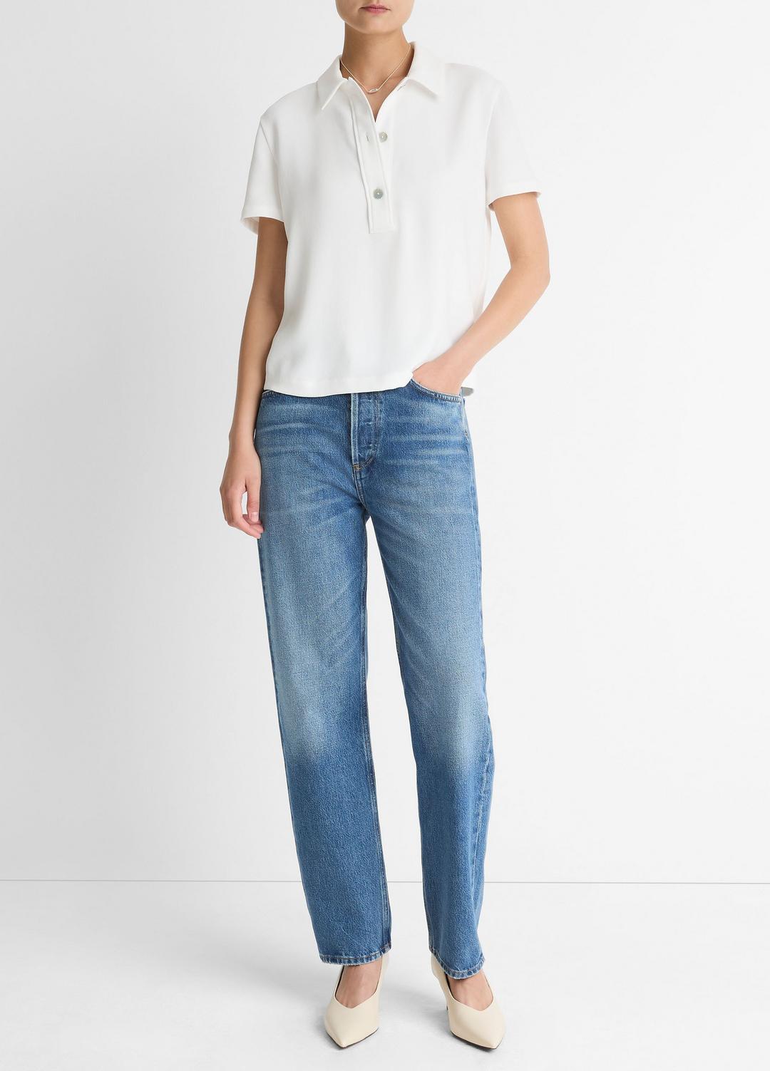 VINCE Customer Favorite - Crepe Polo Shirt in Short Sleeve