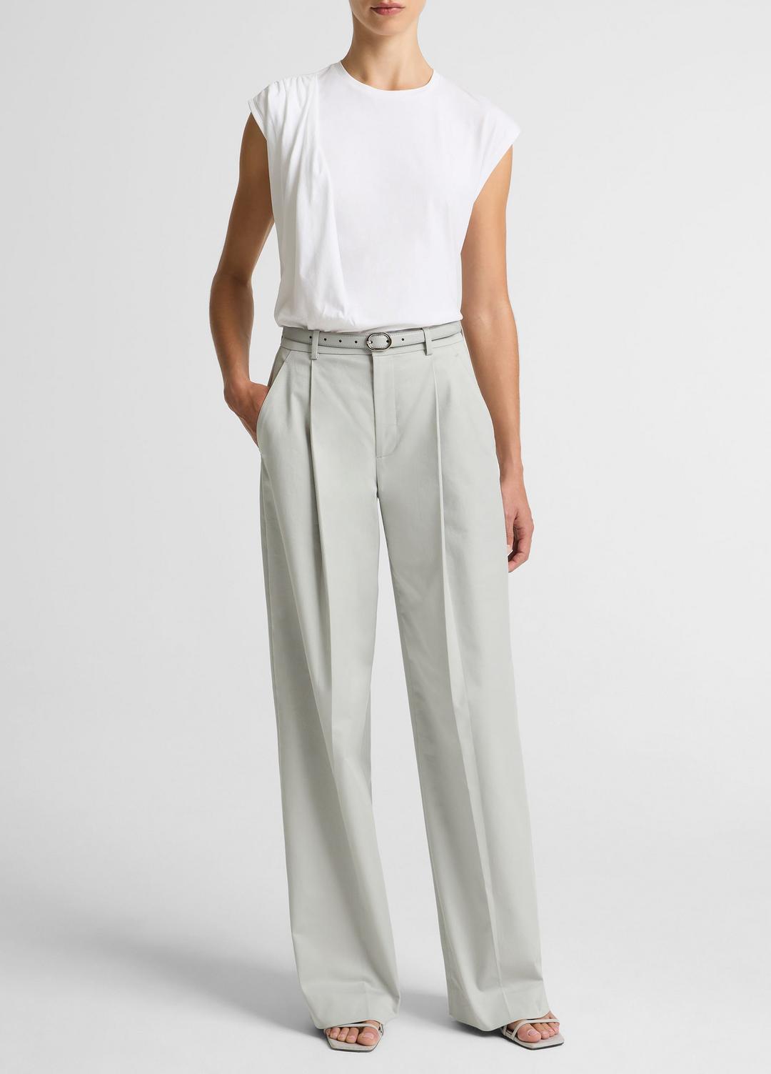 VINCE Value - Pima Cotton-Blend Draped Relaxed Top in Tank Tops