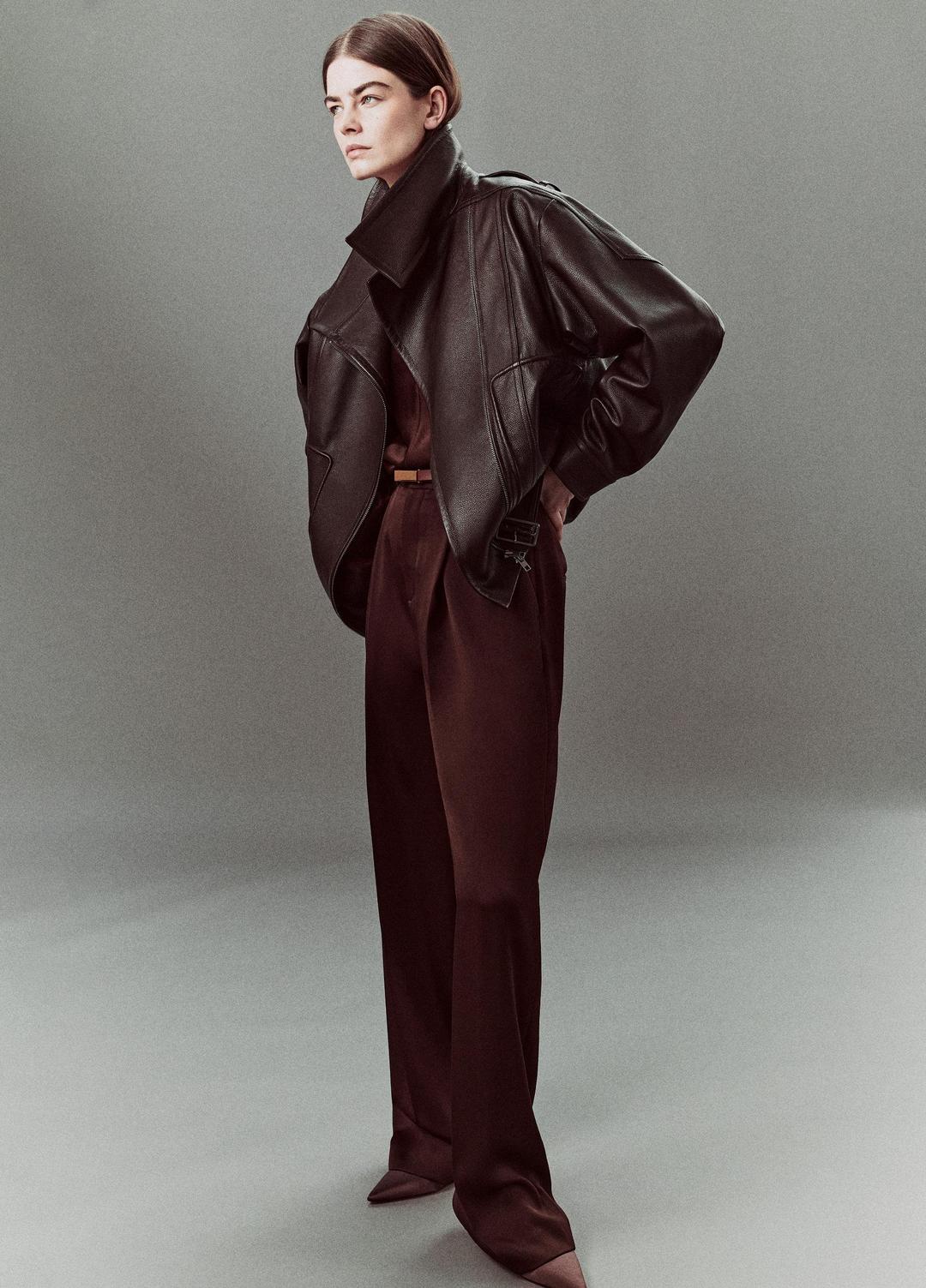 VINCE Essential - Leather Oversized Biker Jacket in Jackets