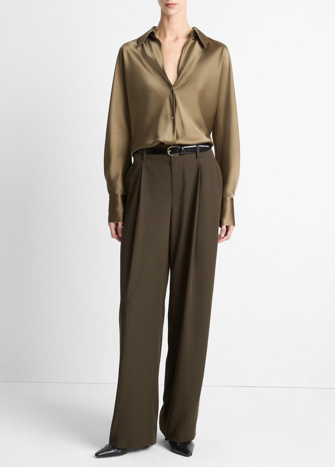 VINCE Special Offer - Silk Bias Long-Sleeve Blouse in Long Sleeve