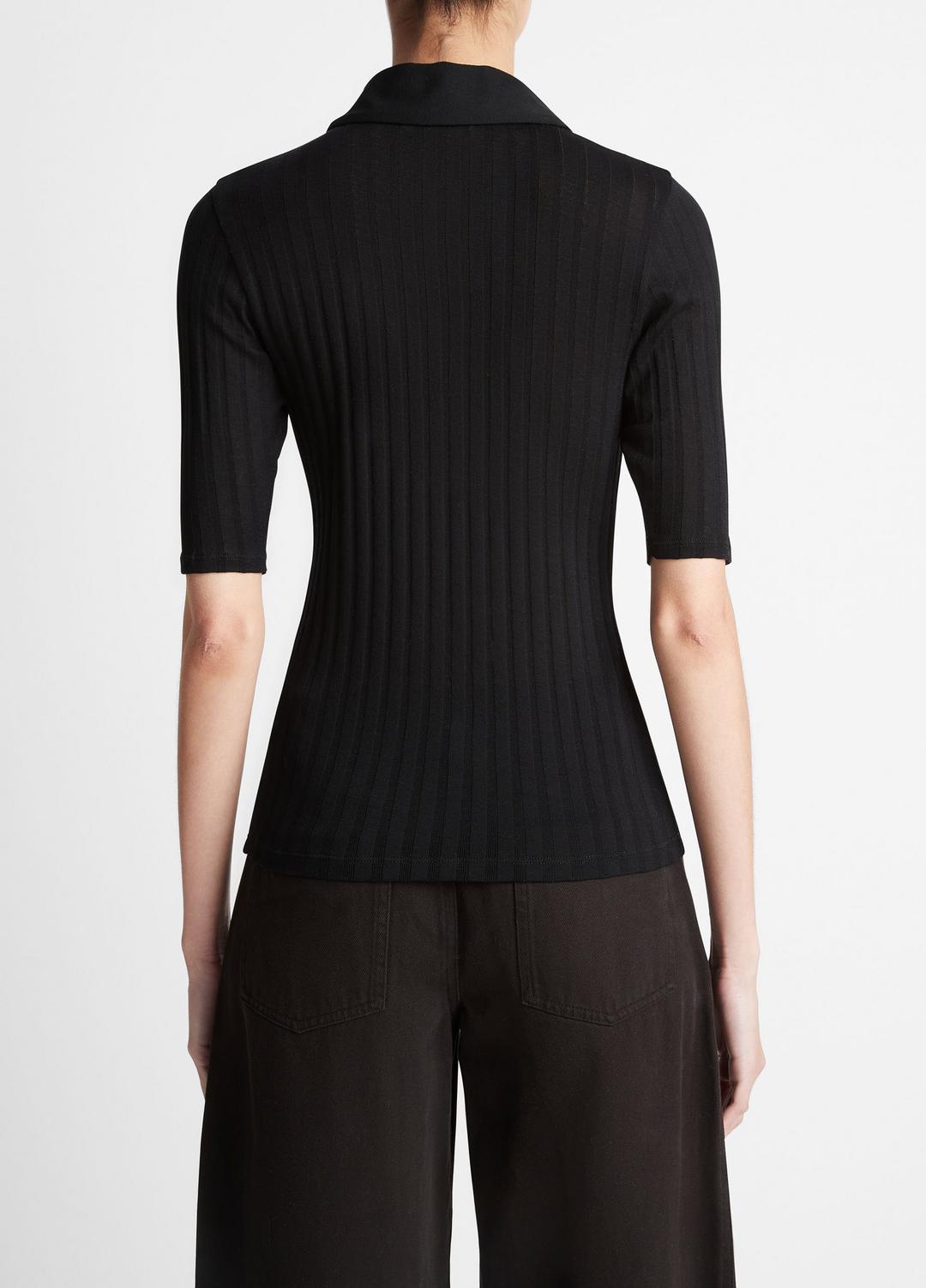 VINCE Recommended - Cotton Elbow-Sleeve Polo Shirt in Short Sleeve