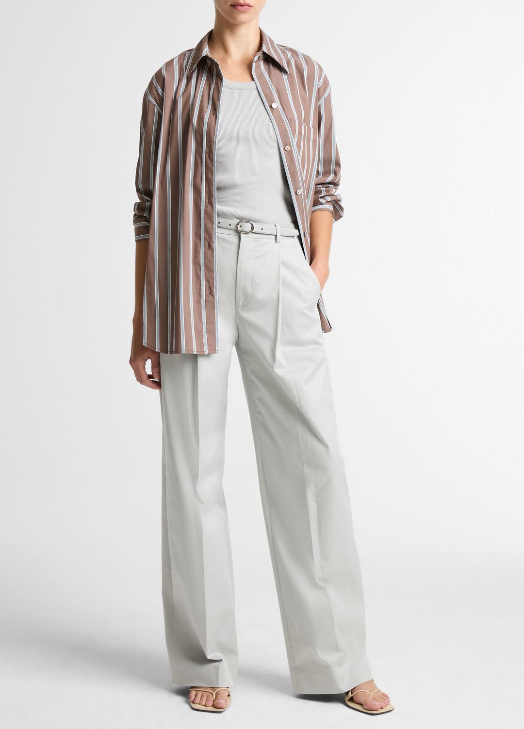 VINCE Smart Buy - Striped Cotton-Blend Button-Front Shirt in Long Sleeve