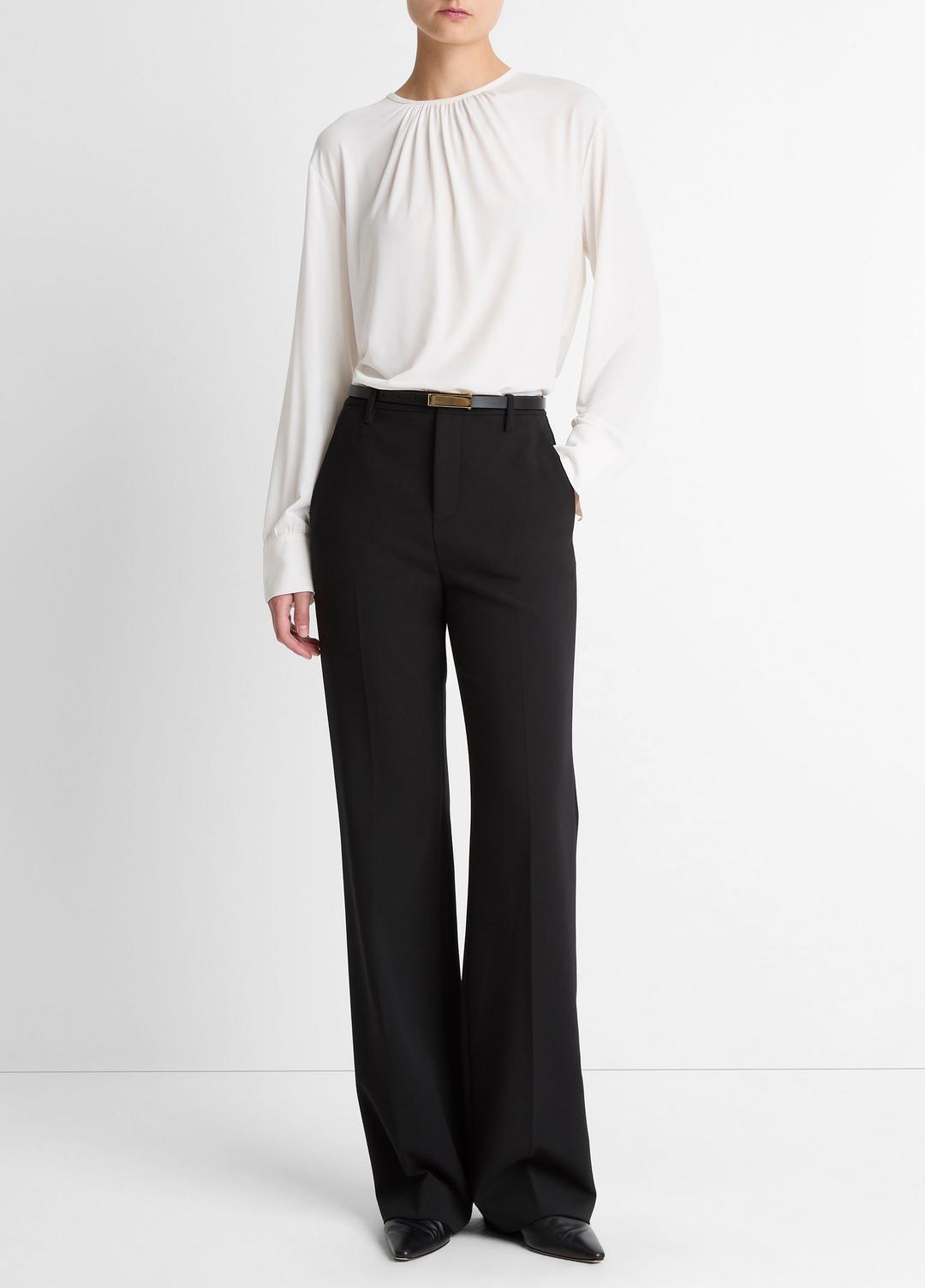 VINCE Popular - Matte Jersey Gathered Blouse in Long Sleeve
