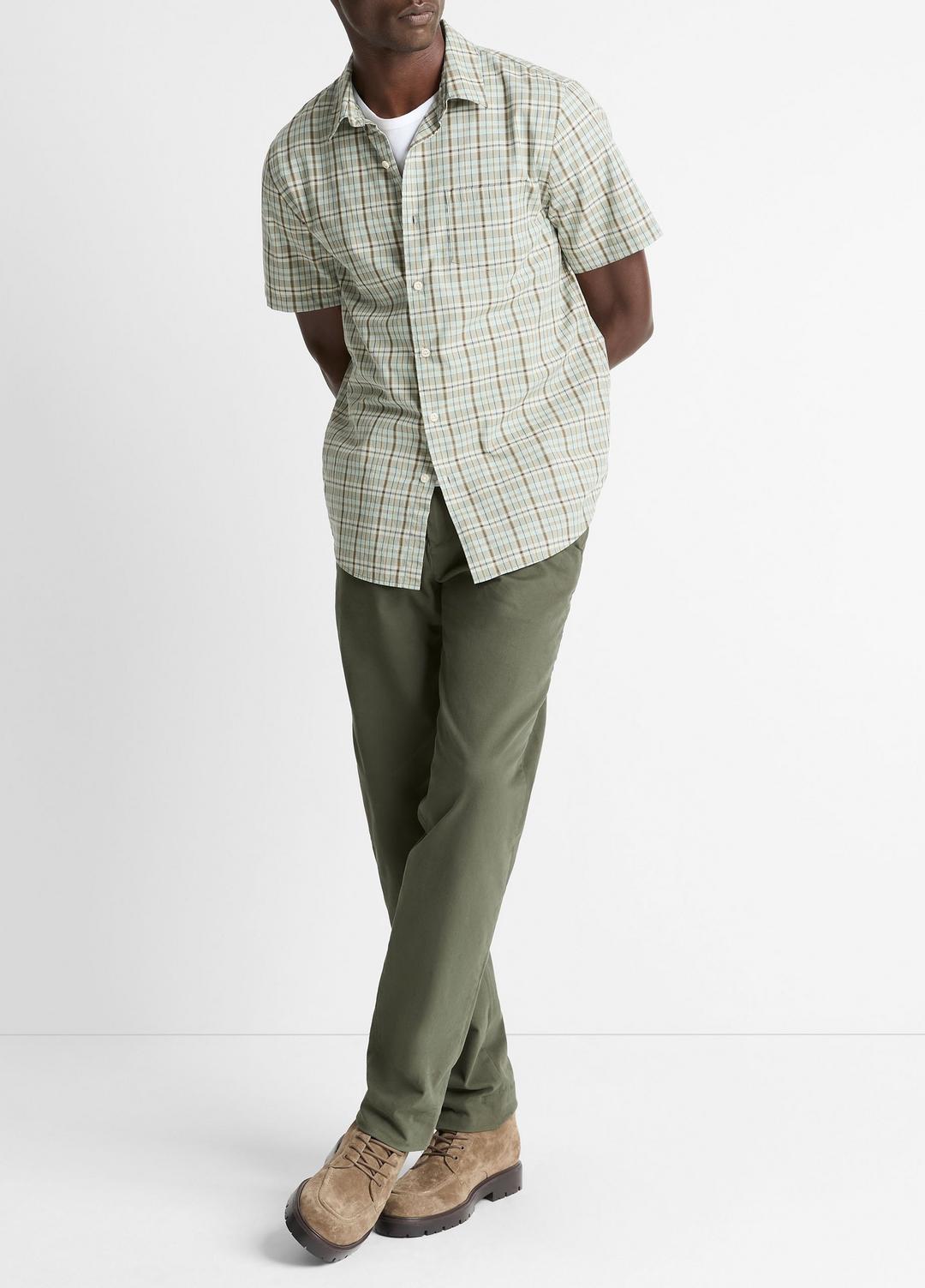 VINCE Recommended - Polson Plaid Cotton Short-Sleeve Button-Front Shirt in Short Sleeve