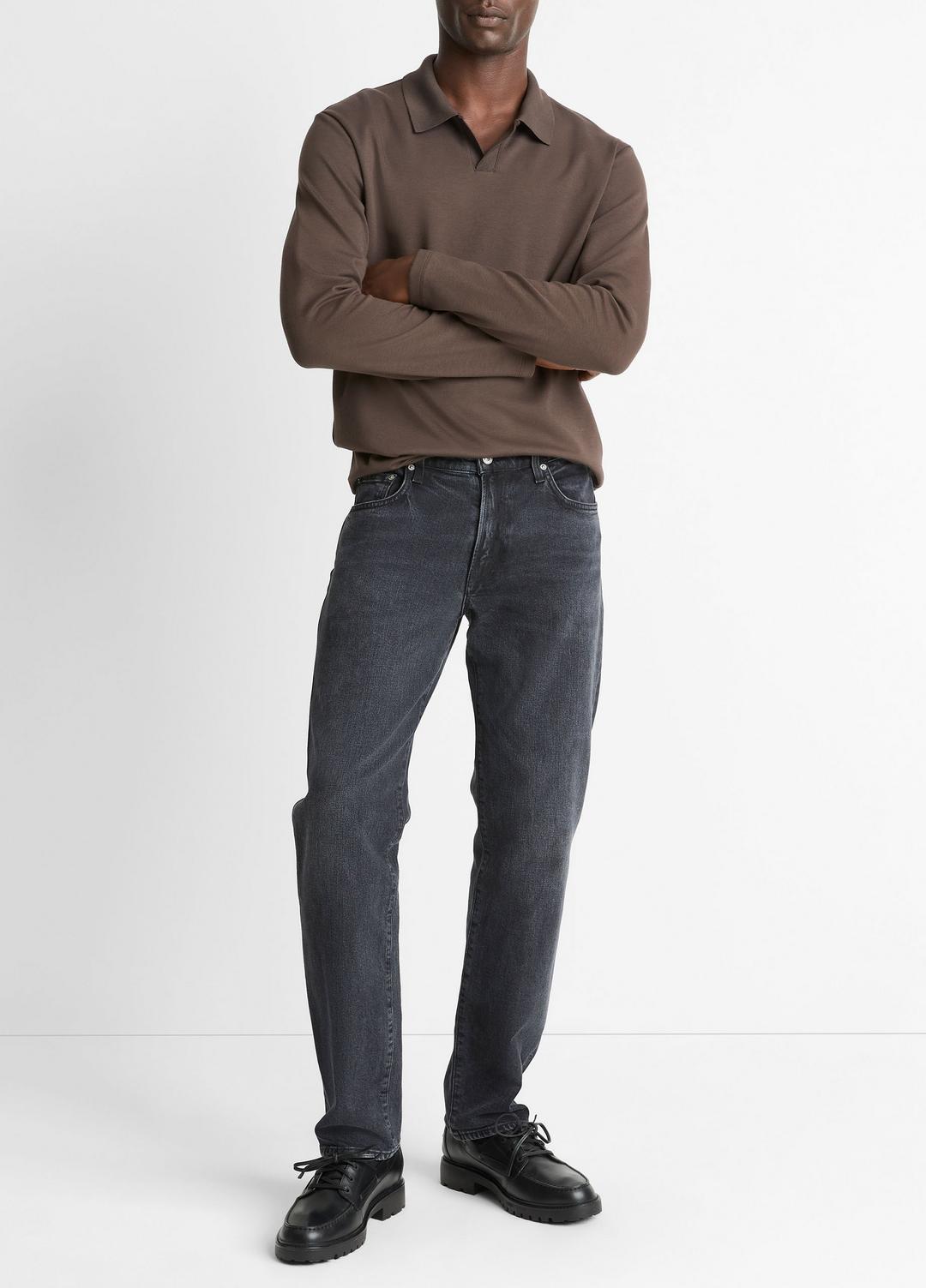 VINCE Exclusive - Milano Pima Cotton-Blend Johnny-Collar Shirt in Long Sleeve