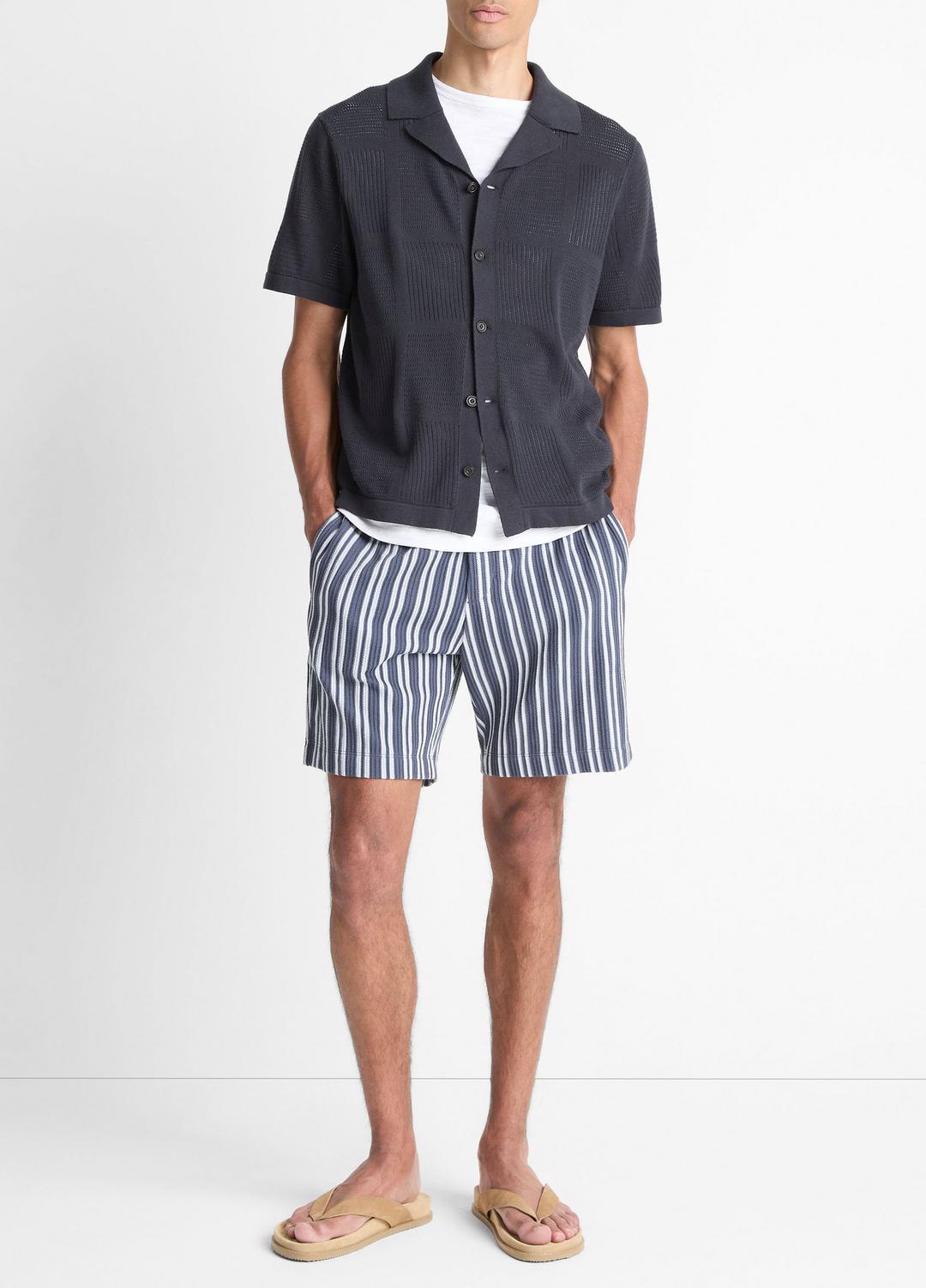 VINCE Latest - Patchwork Pointelle Short-Sleeve Shirt in Short Sleeve