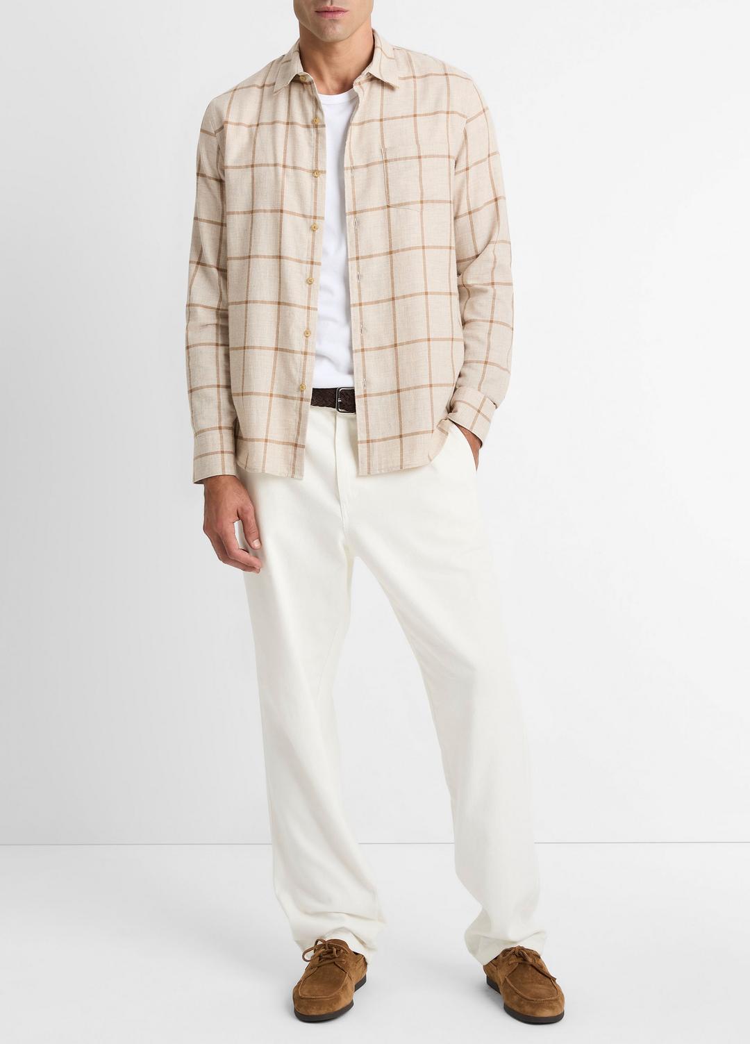VINCE Special Offer - Rockery Plaid Cotton Button-Front Shirt in Long Sleeve