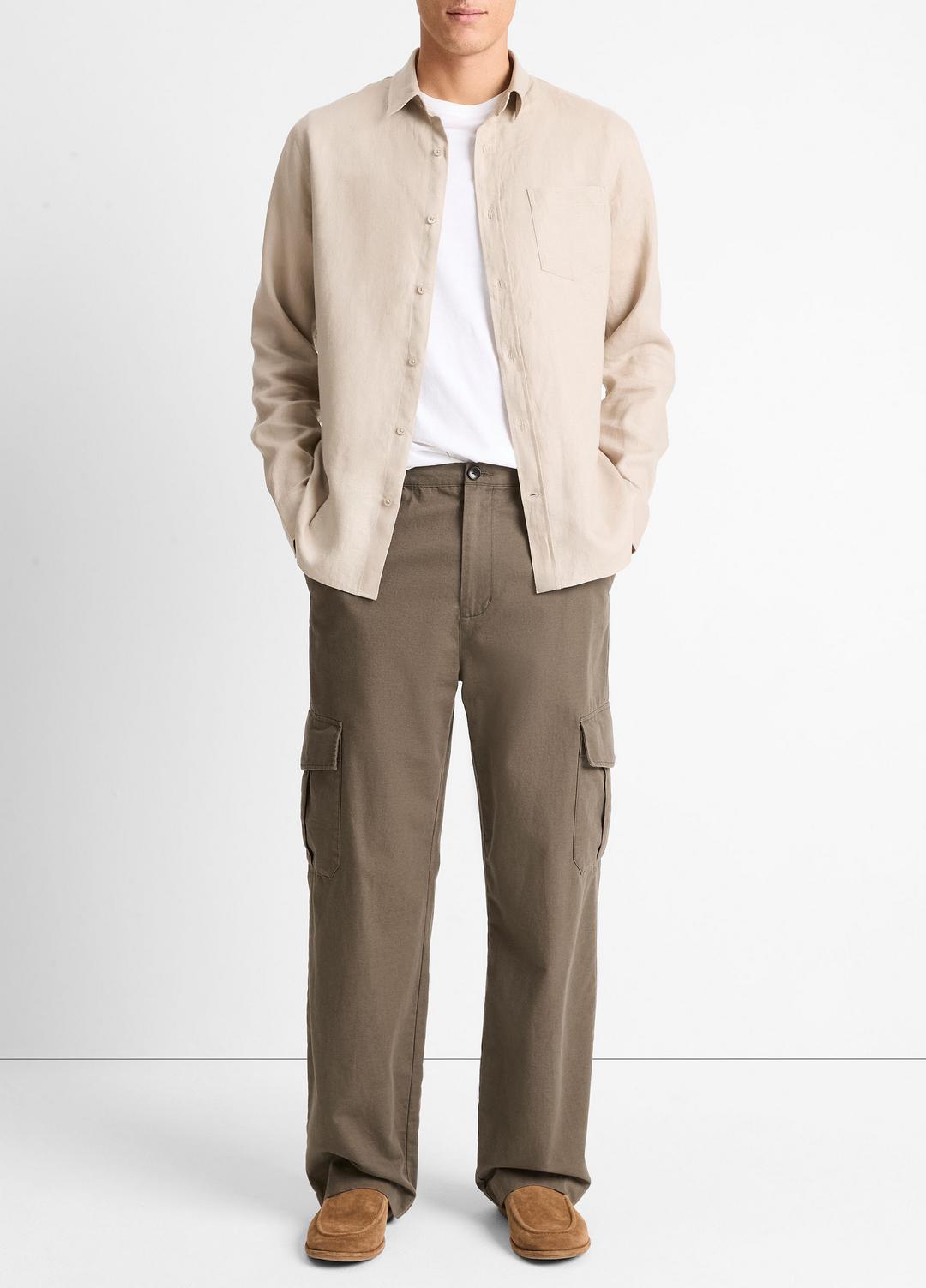 VINCE Popular - Linen Long-Sleeve Shirt in Long Sleeve