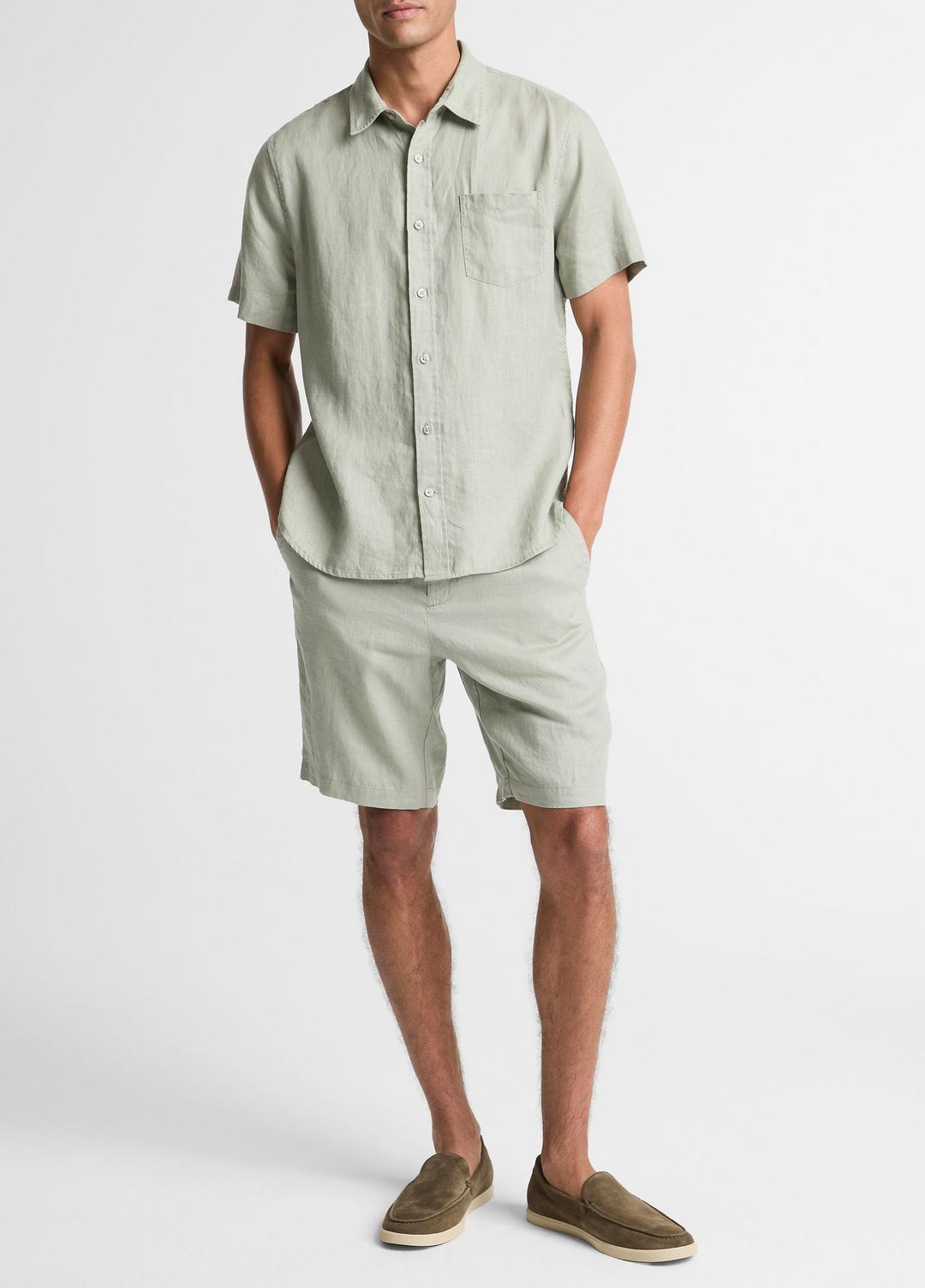 VINCE Value - Linen Short-Sleeve Shirt in Long Sleeve