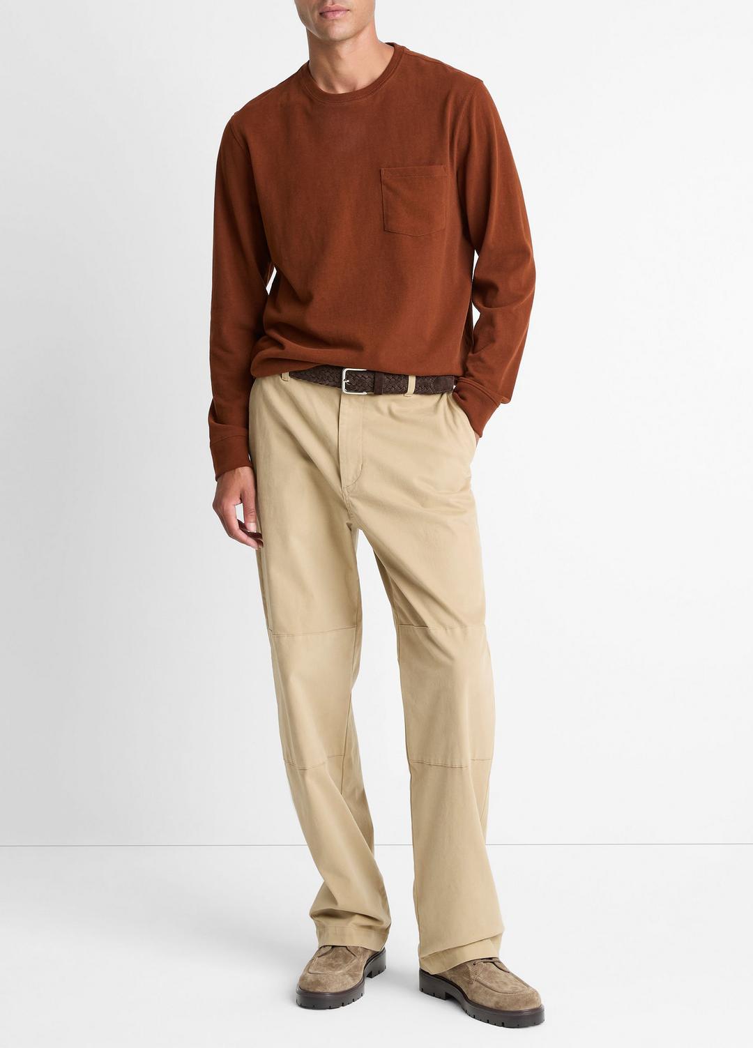 VINCE Best Price - Sueded Jersey Long-Sleeve Pocket T-Shirt in Long Sleeve