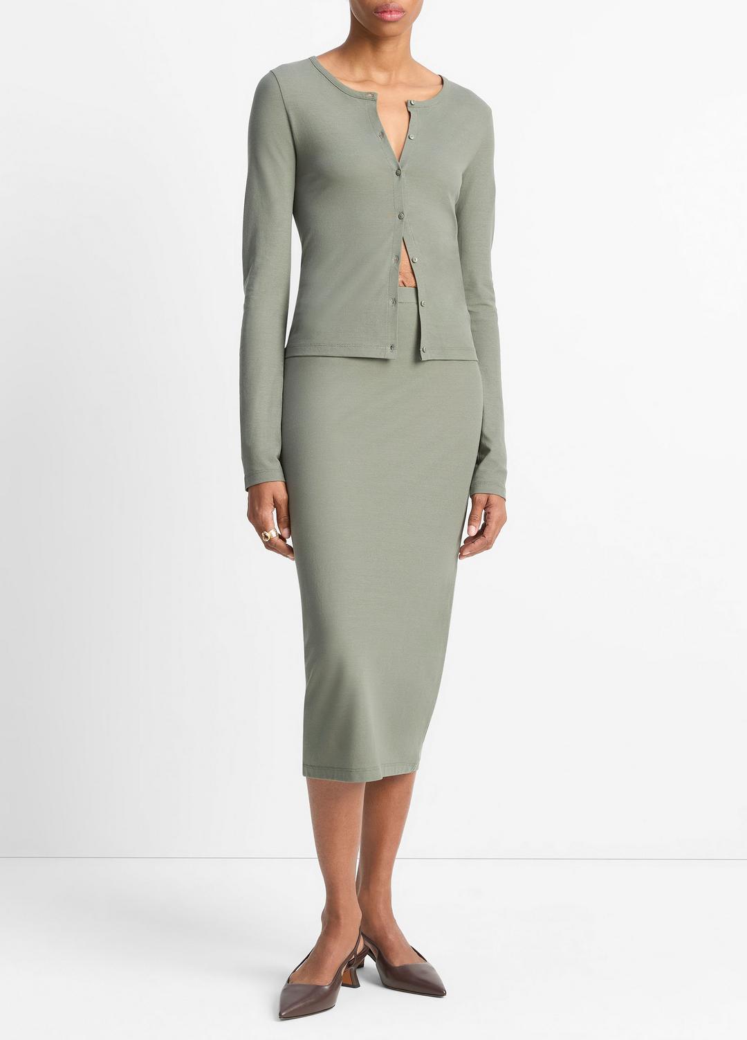 VINCE Value - Cotton Crepe Jersey Cardigan in Shirts & Tees