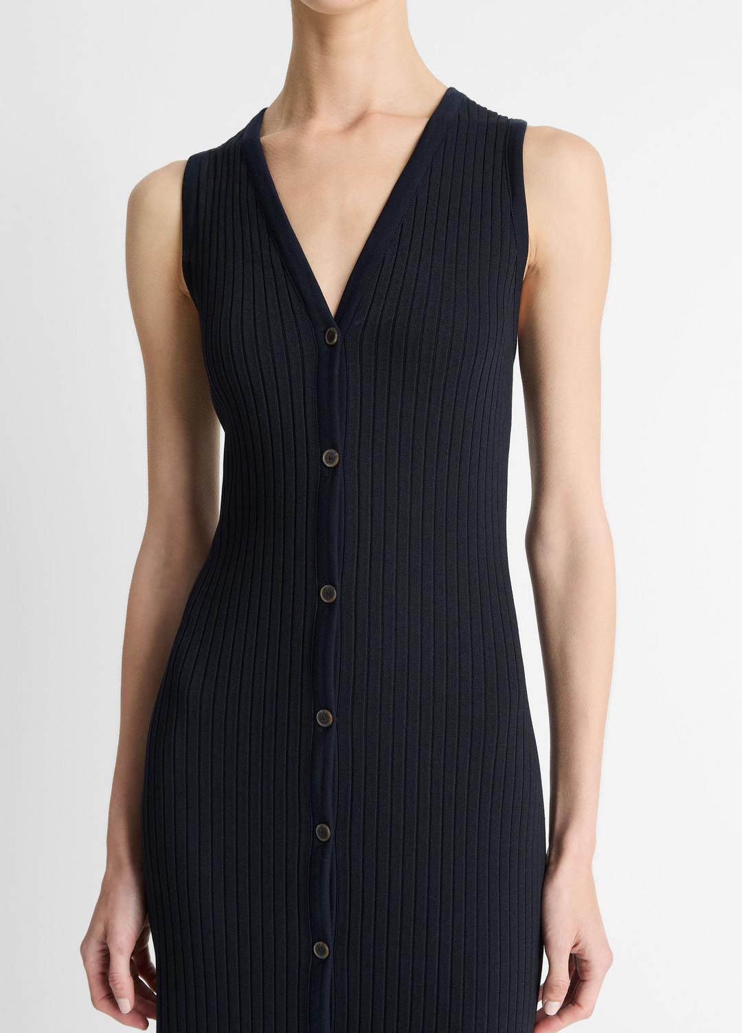 VINCE Trending - Ribbed Cotton-Blend Button-Front Dress in Dresses & Skirts