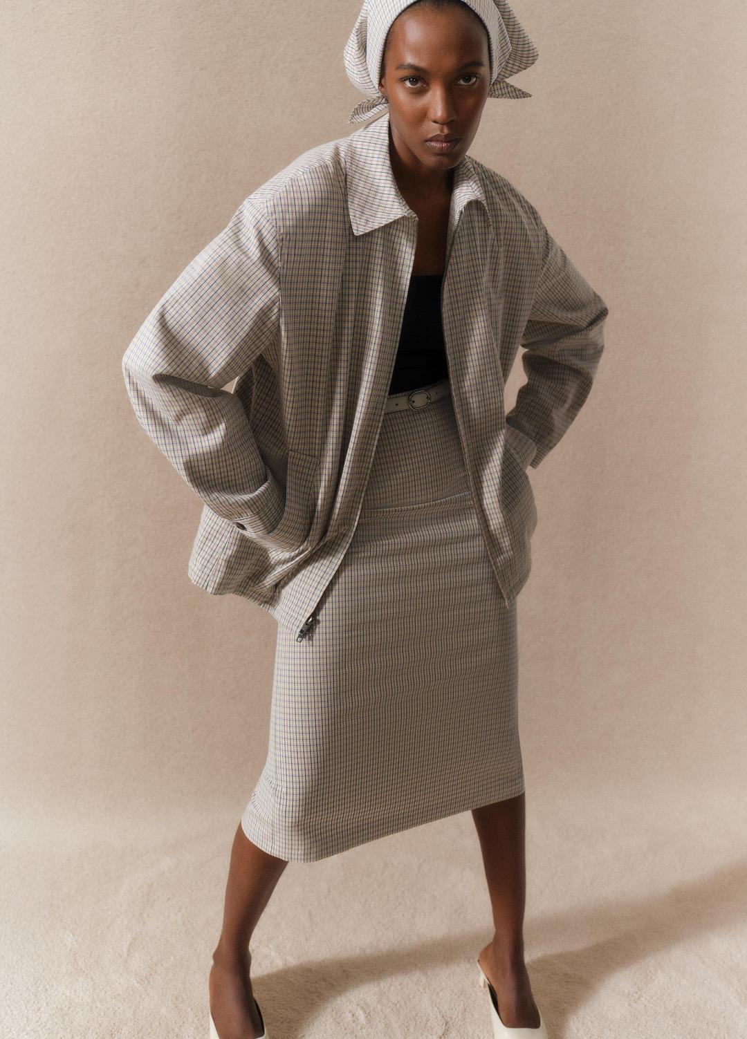 VINCE Everyday - Gardener's Check Cotton Oversized Bomber Jacket in Jackets & Outerwear