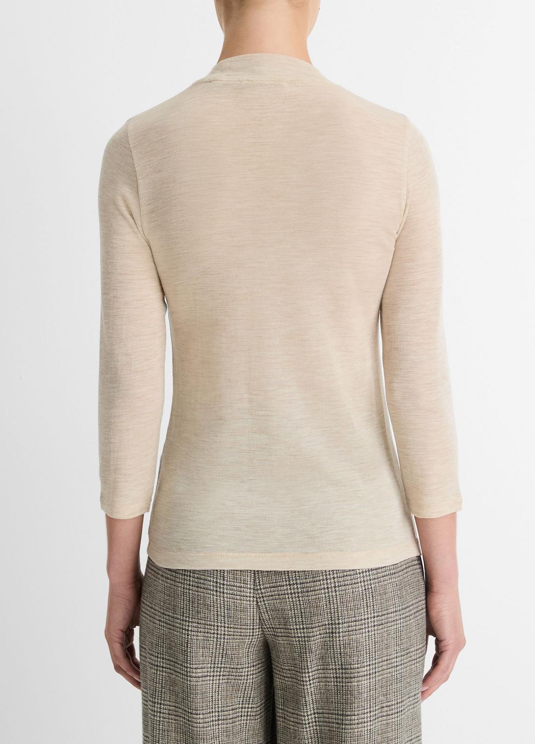 VINCE Sale - Wool Three-Quarter-Sleeve Mock-Neck Top in Shirts & Tees