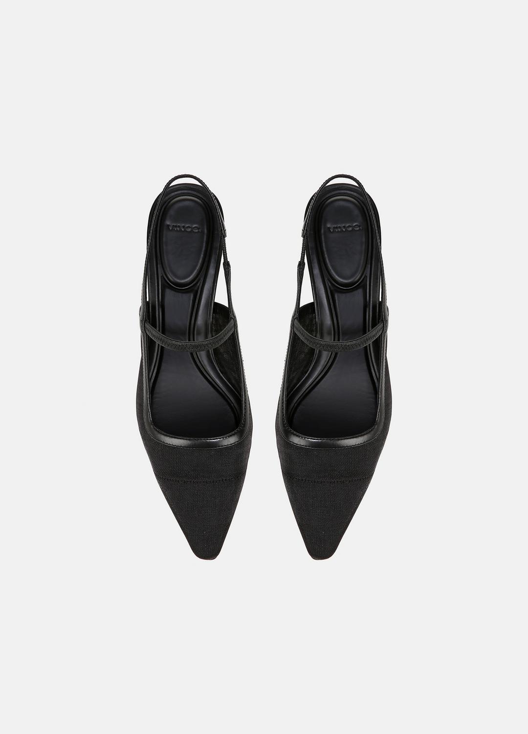 VINCE Discount - Venice Leather and Mesh Slingback Kitten Heel in Shoes