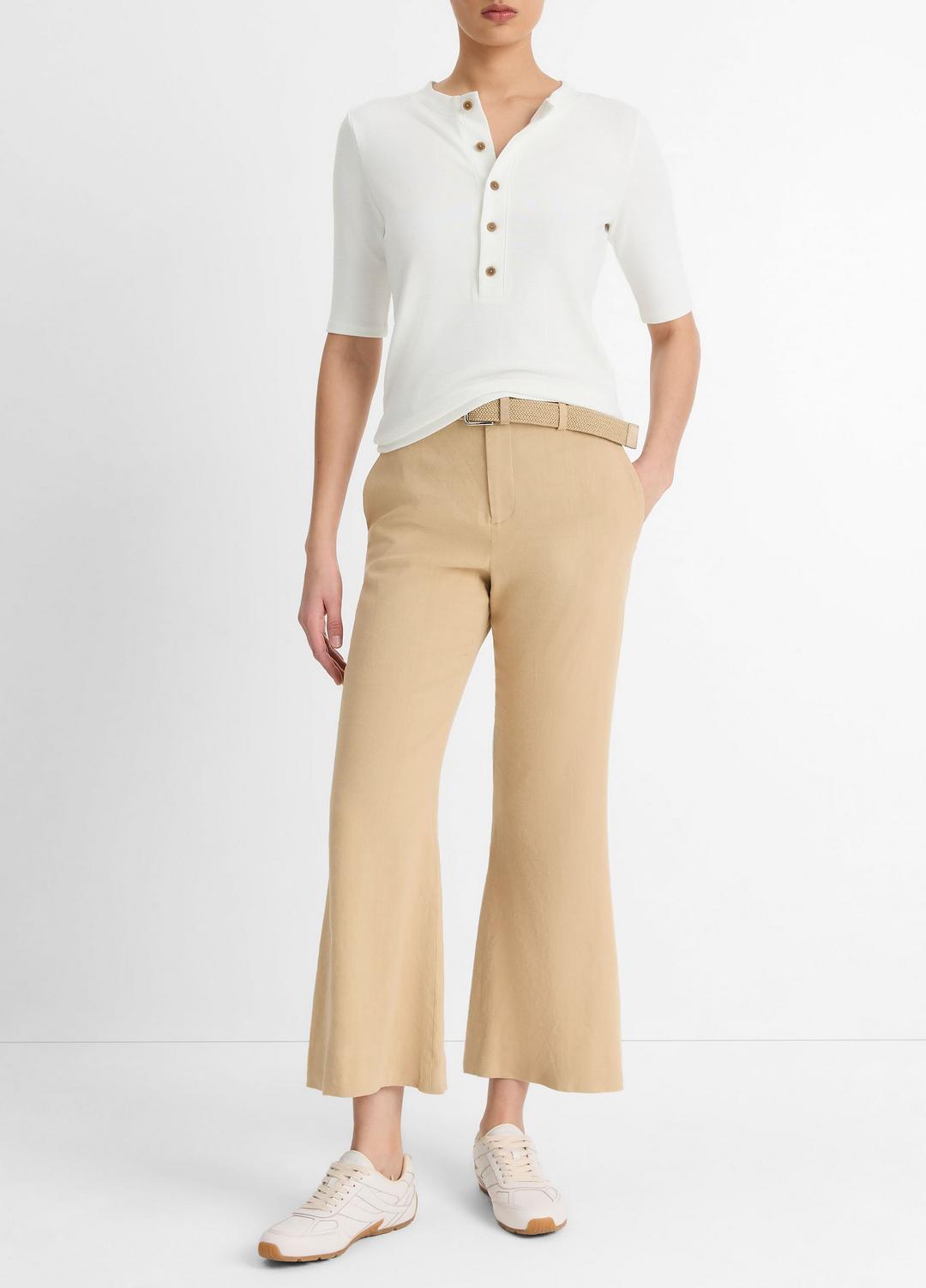 VINCE Trusted - Jersey Elbow-Sleeve Henley in Shirts & Tees
