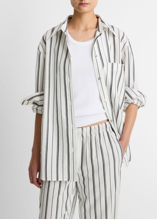 VINCE Everyday - Resort Stripe Oversized Button-Front Shirt in Long Sleeve
