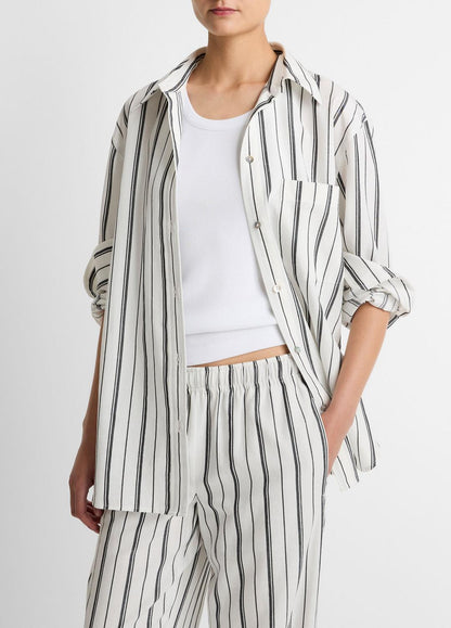 VINCE Everyday - Resort Stripe Oversized Button-Front Shirt in Long Sleeve