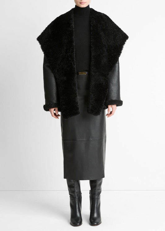 VINCE Popular - Shearling Hooded Jacket in Jackets