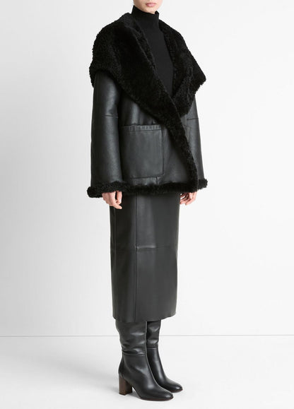 VINCE Popular - Shearling Hooded Jacket in Jackets