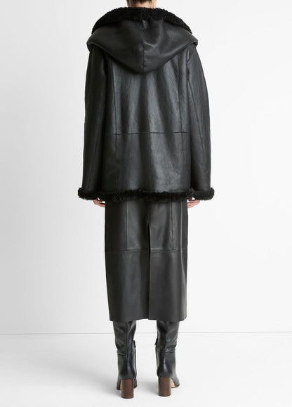 VINCE Popular - Shearling Hooded Jacket in Jackets