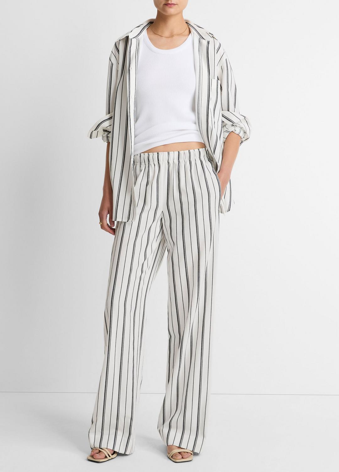 VINCE New - Resort Stripe Pull-On Pant in Wide Leg