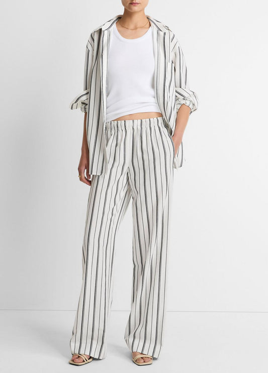 VINCE New - Resort Stripe Pull-On Pant in Wide Leg