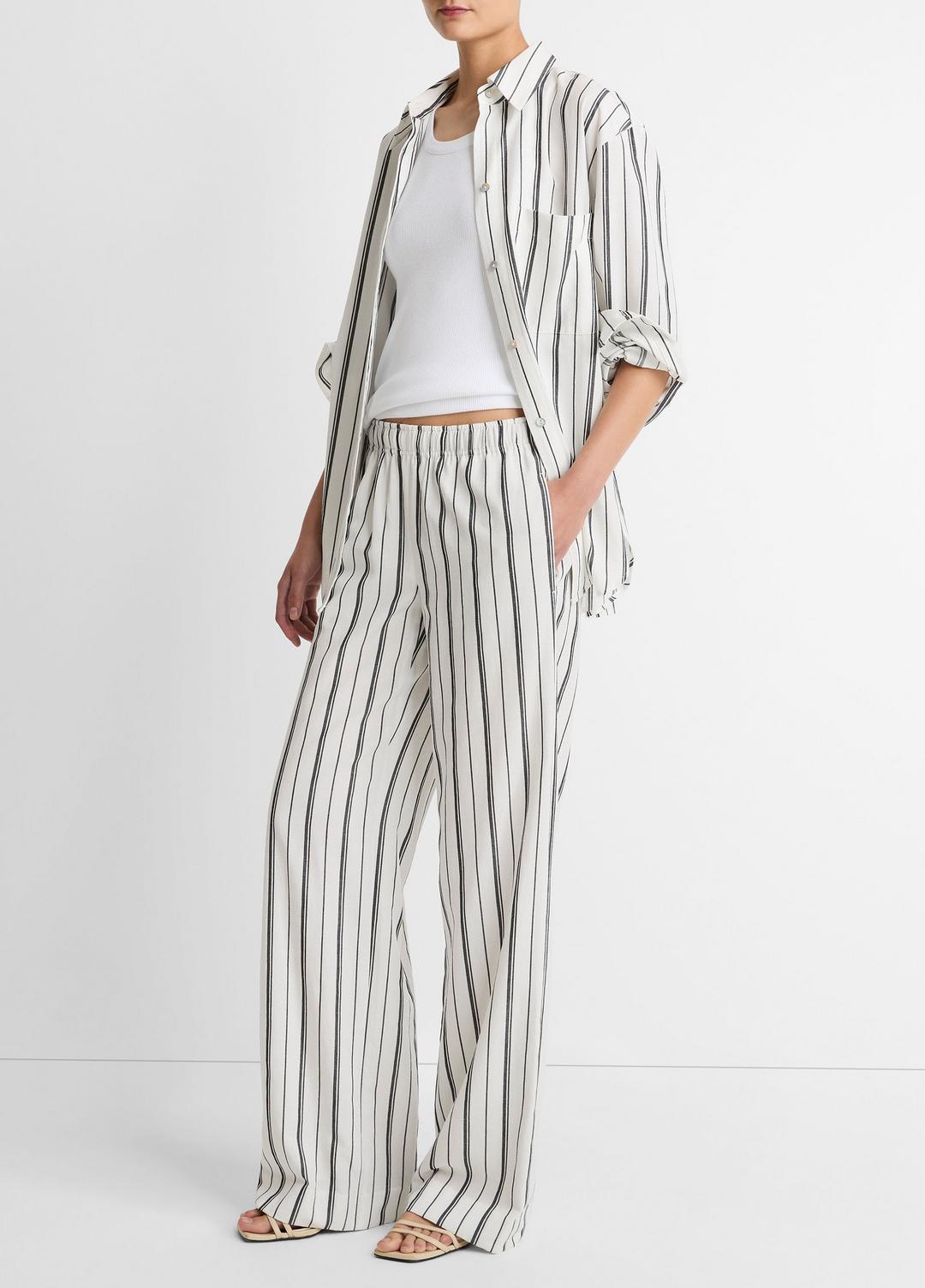 VINCE New - Resort Stripe Pull-On Pant in Wide Leg