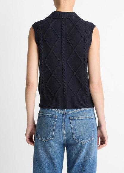 VINCE Great Value - Cable-Knit Wool & Cotton-Blend Sweater Vest in V-Neck