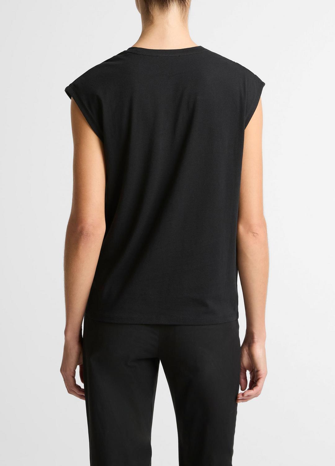VINCE Exclusive - Pima Cotton-Blend Draped Relaxed Top in Tank Tops