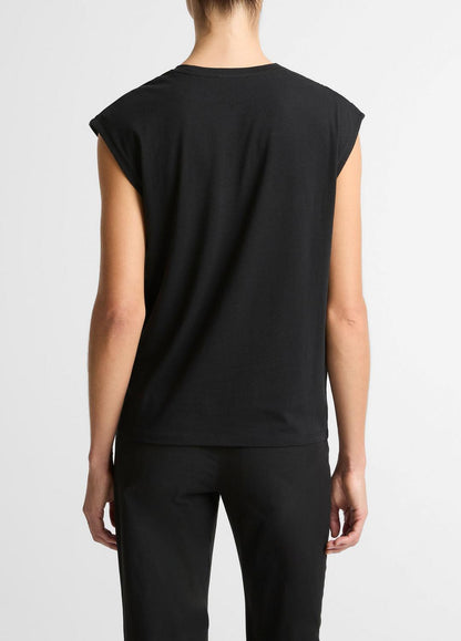 VINCE Exclusive - Pima Cotton-Blend Draped Relaxed Top in Tank Tops