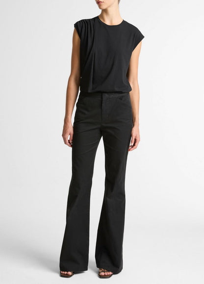 VINCE Exclusive - Pima Cotton-Blend Draped Relaxed Top in Tank Tops