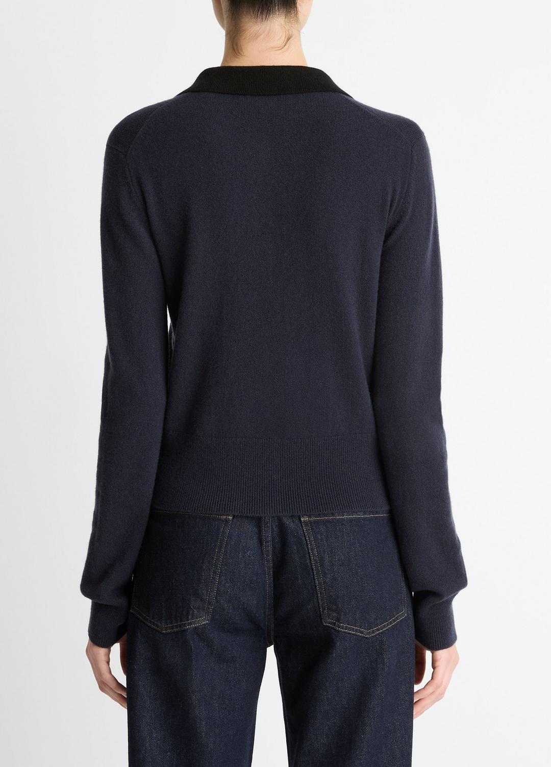 VINCE Smart Buy - Contrast-Trim Wool & Cashmere-Blend Collared Cardigan in Cardigans