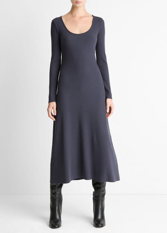 VINCE Essential - Ribbed Cotton-Blend Scoop-Neck Dress in Dresses