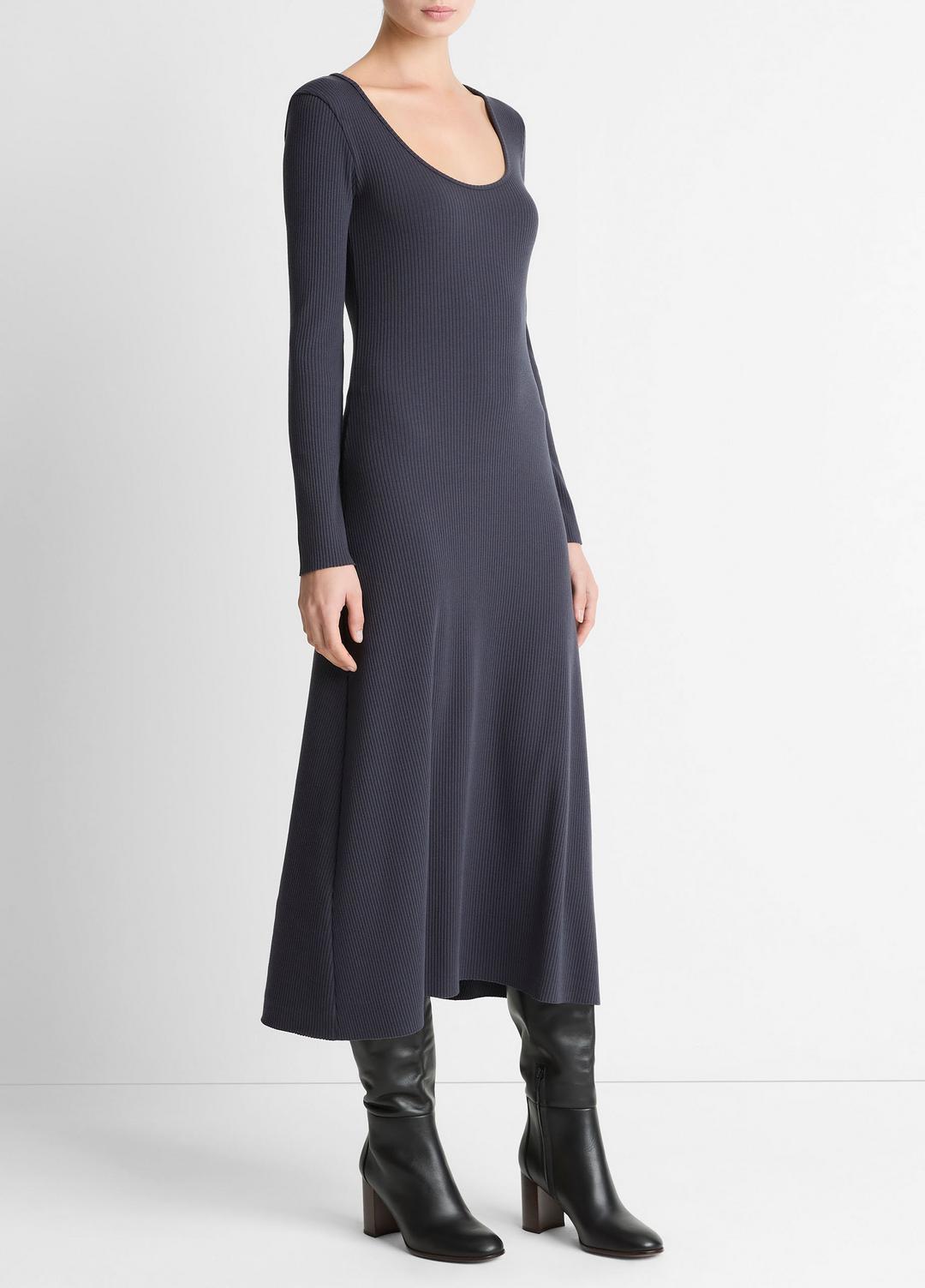 VINCE Essential - Ribbed Cotton-Blend Scoop-Neck Dress in Dresses