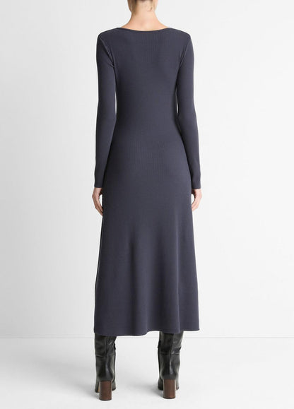 VINCE Essential - Ribbed Cotton-Blend Scoop-Neck Dress in Dresses