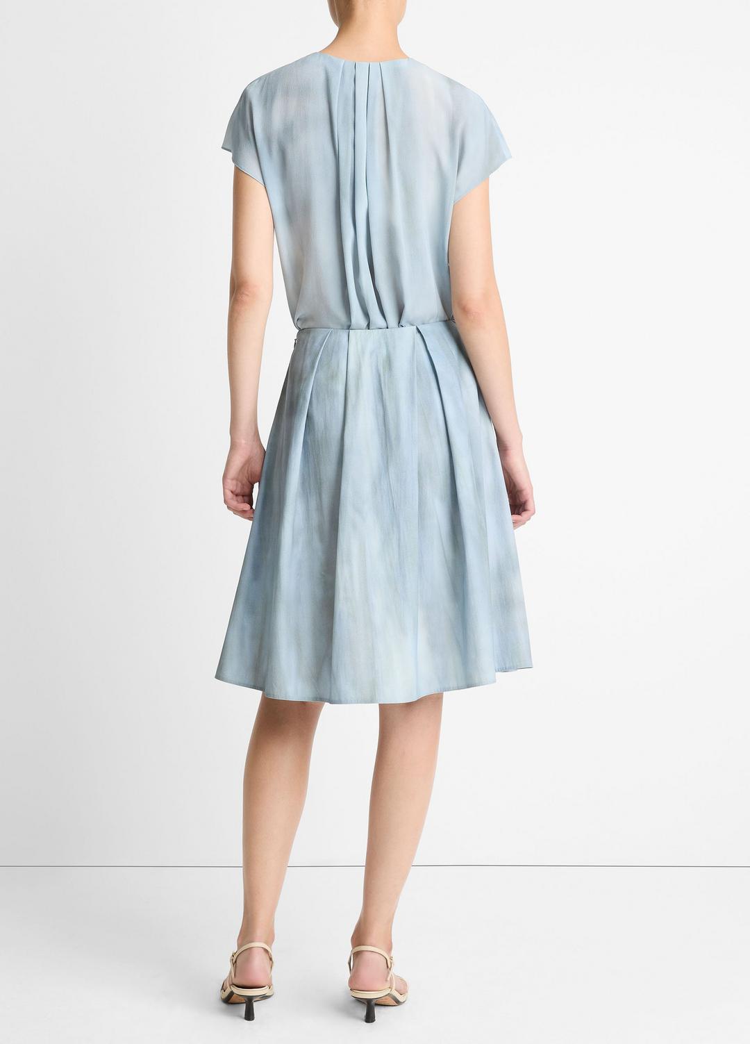 VINCE Featured - Washed Ombré Cotton Pleated Knee Skirt in Skirts