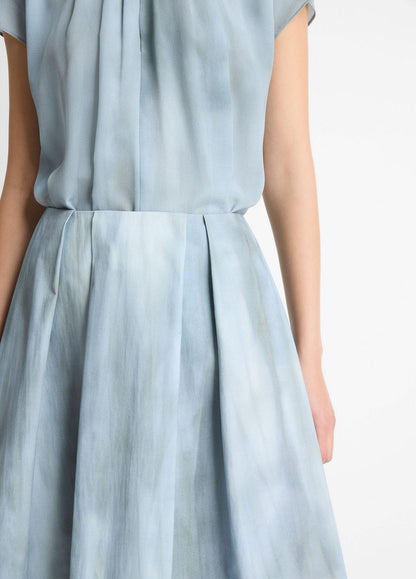 VINCE Featured - Washed Ombré Cotton Pleated Knee Skirt in Skirts