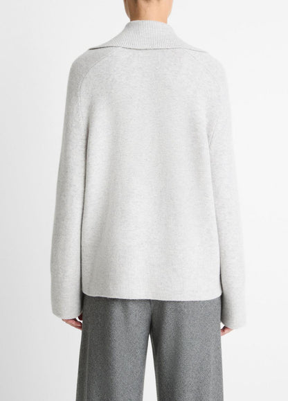 VINCE Signature - Wool & Cashmere-Blend Oversized Polo Sweater in V-Neck