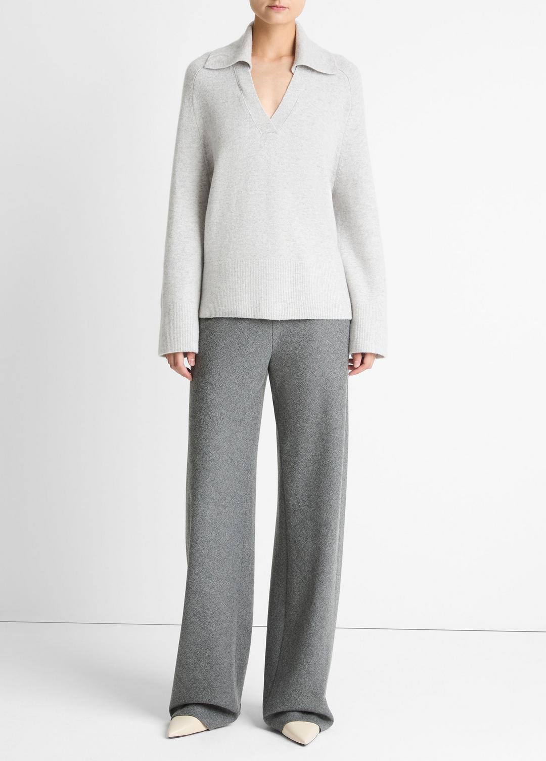 VINCE Signature - Wool & Cashmere-Blend Oversized Polo Sweater in V-Neck