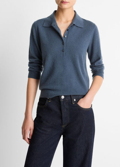 VINCE Hot Sale - Cashmere-Silk Polo Sweater in Cashmere