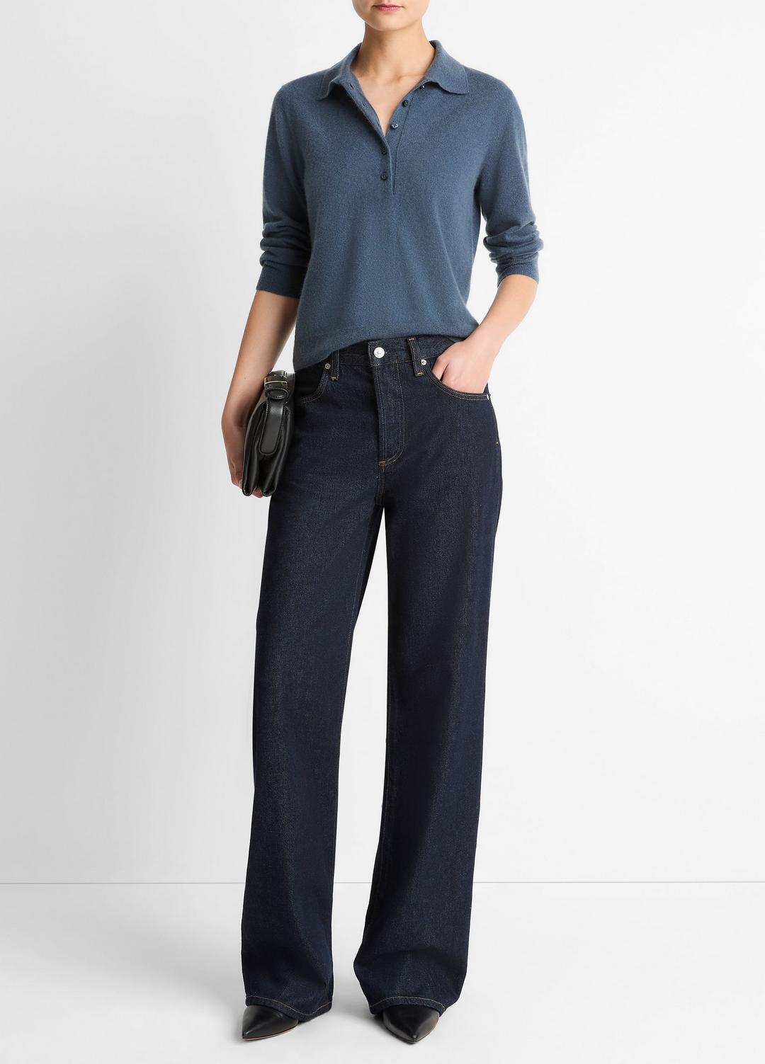 VINCE Hot Sale - Cashmere-Silk Polo Sweater in Cashmere