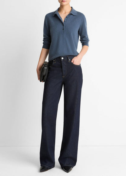 VINCE Hot Sale - Cashmere-Silk Polo Sweater in Cashmere