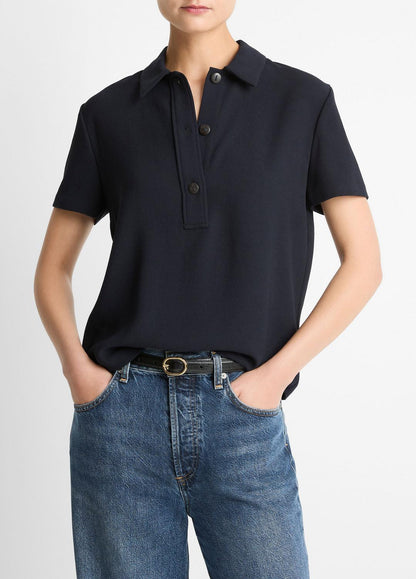 VINCE Everyday - Crepe Polo Shirt in Short Sleeve